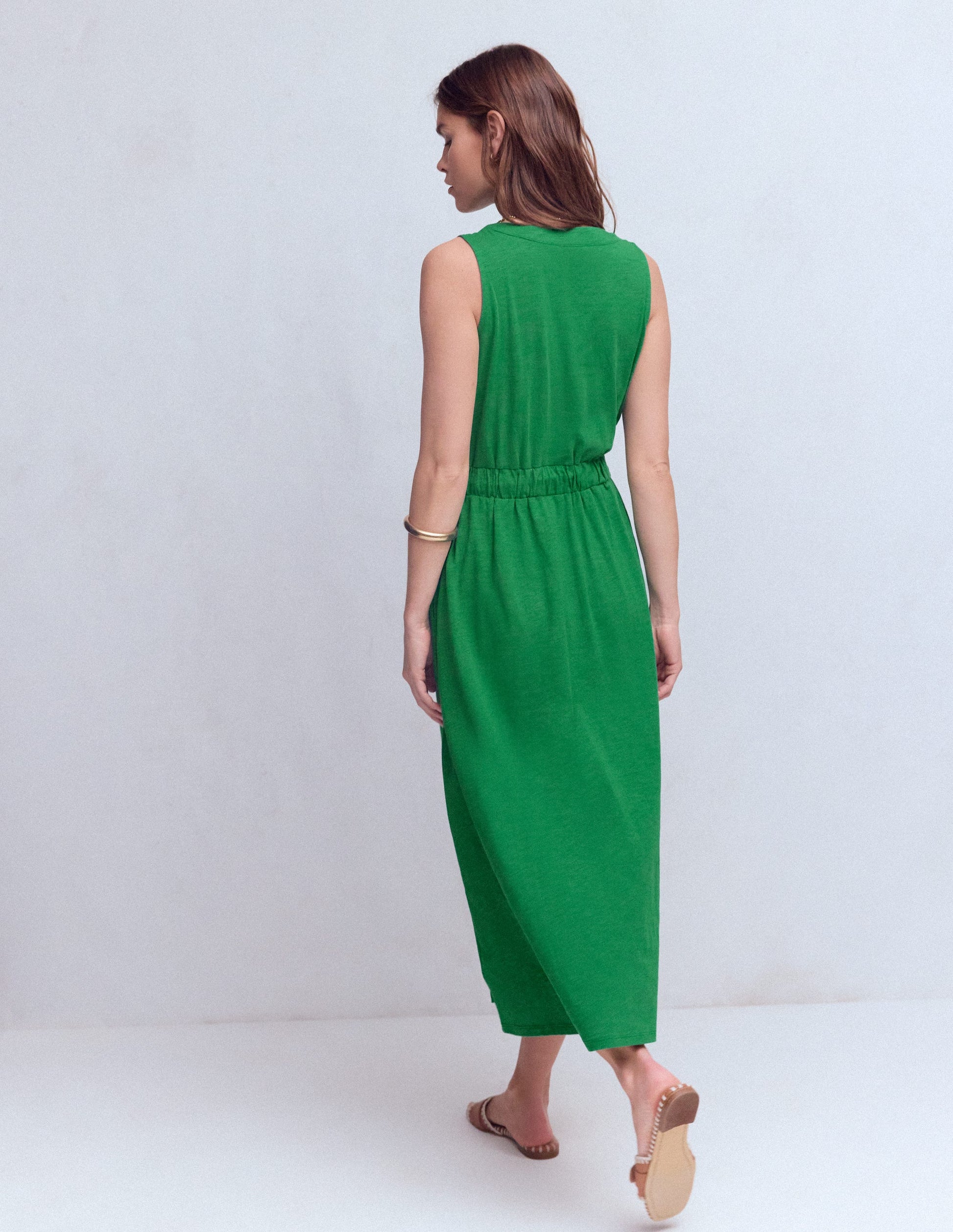 boden green midi dress Boden Women's Ivy Button Cotton Midi Dress in Green
