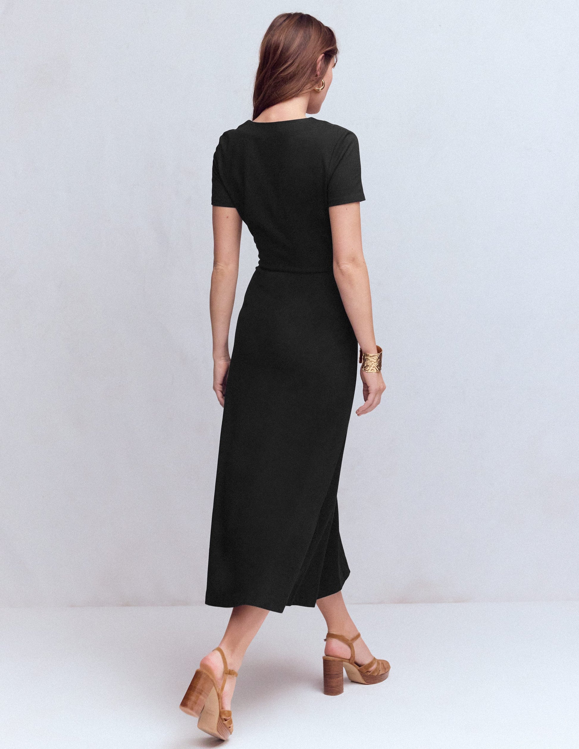 Una Ruched Front Ponte Dress-Black-3