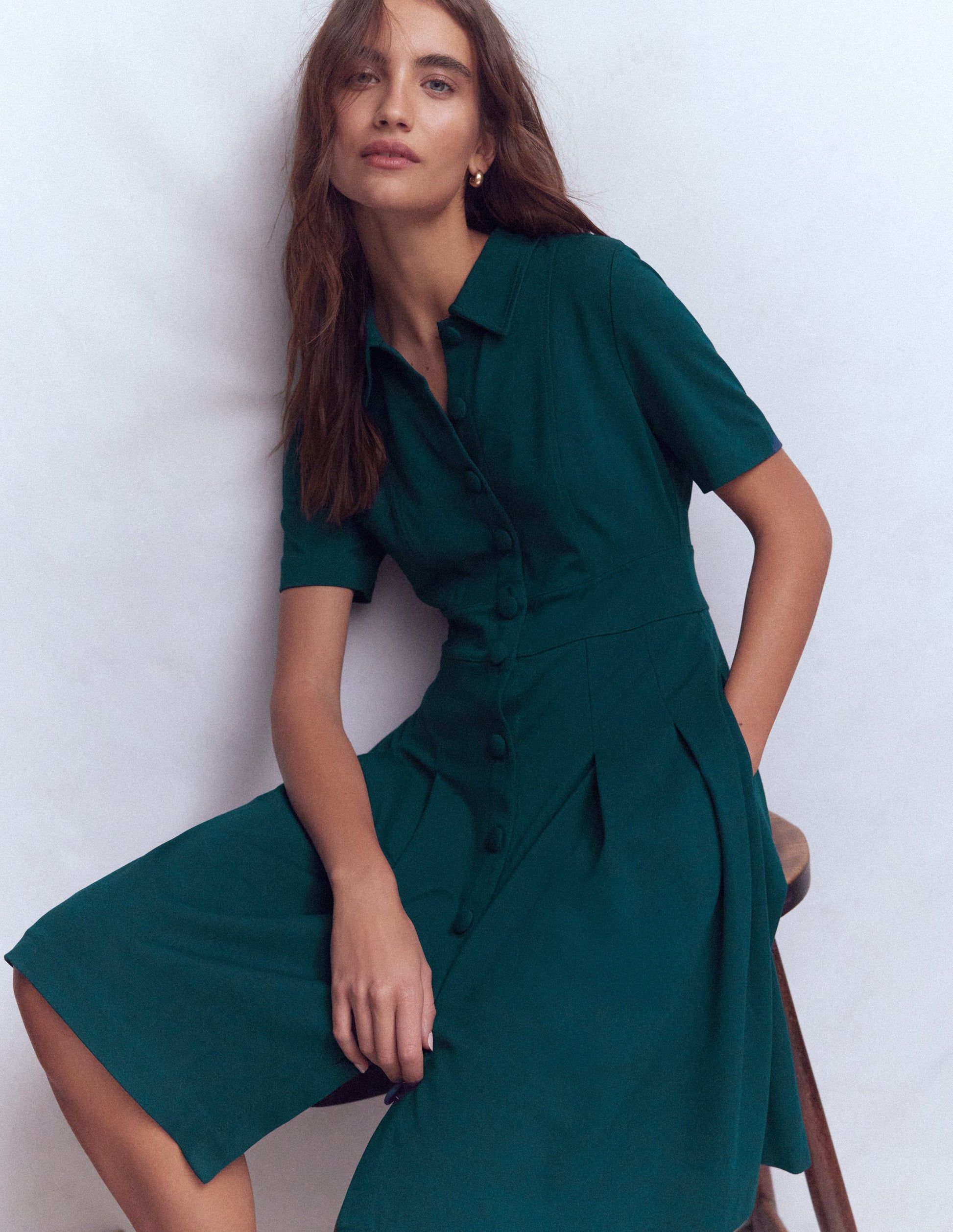 Bridget Ponte Short Dress-Midnight Teal-2