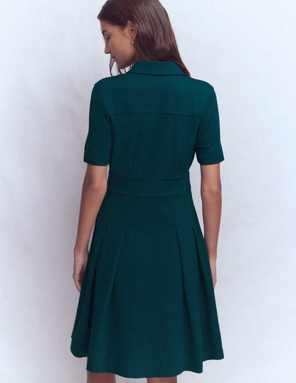 Bridget Ponte Short Dress-Midnight Teal-4