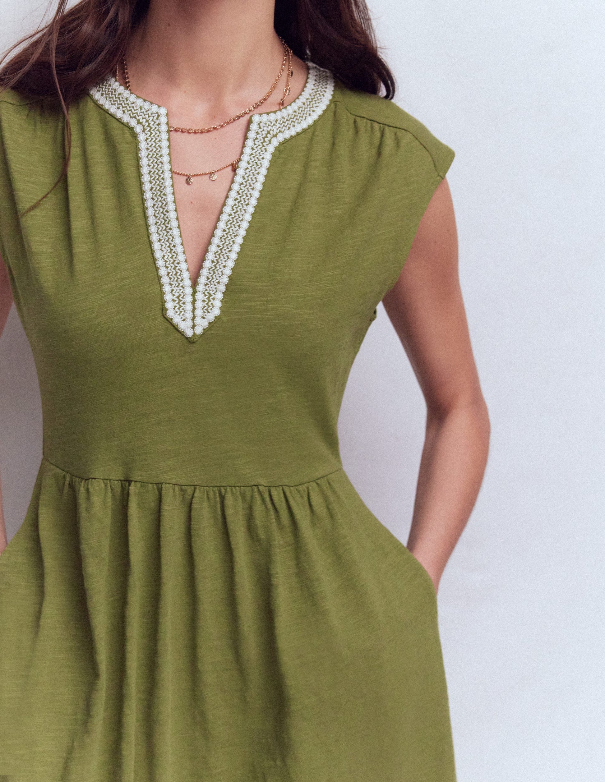 May Jersey Short Dress-Olive-2