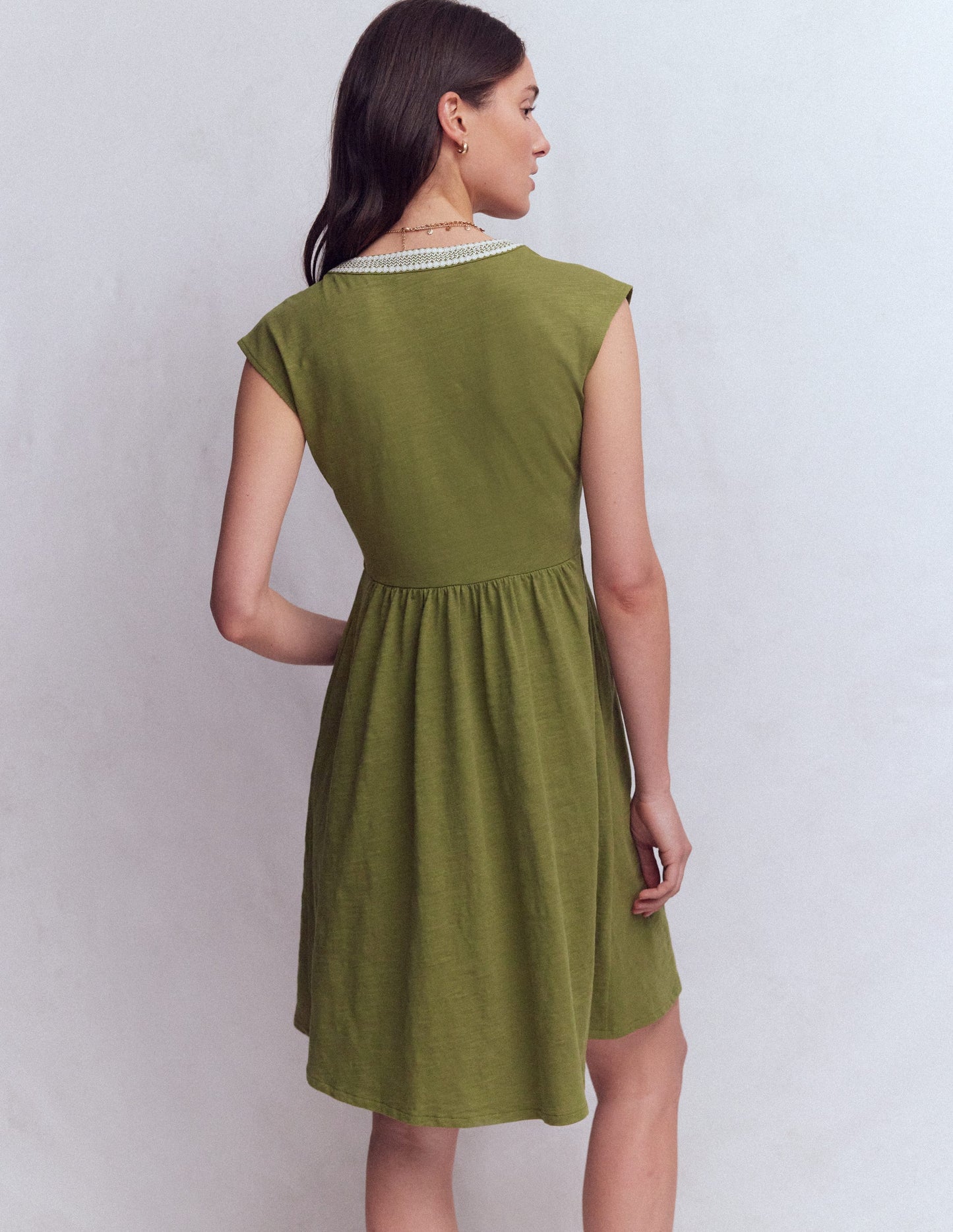May Jersey Short Dress-Olive