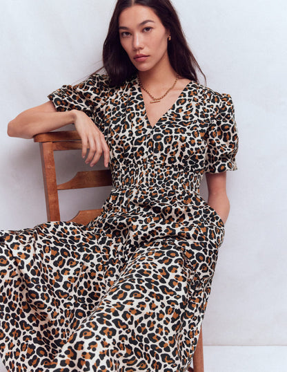 Irene Puff Sleeve Dress-Almond Milk, Cheetah Pop-1