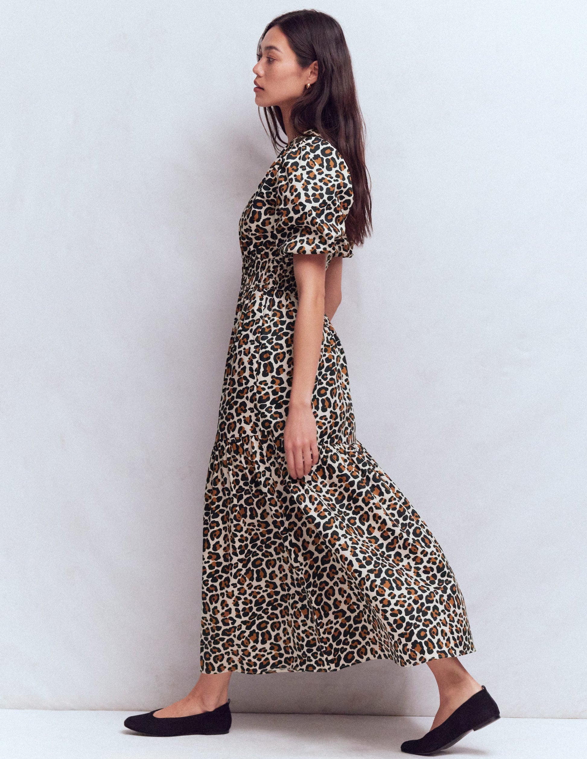 Irene Puff Sleeve Dress-Almond Milk, Cheetah Pop-5