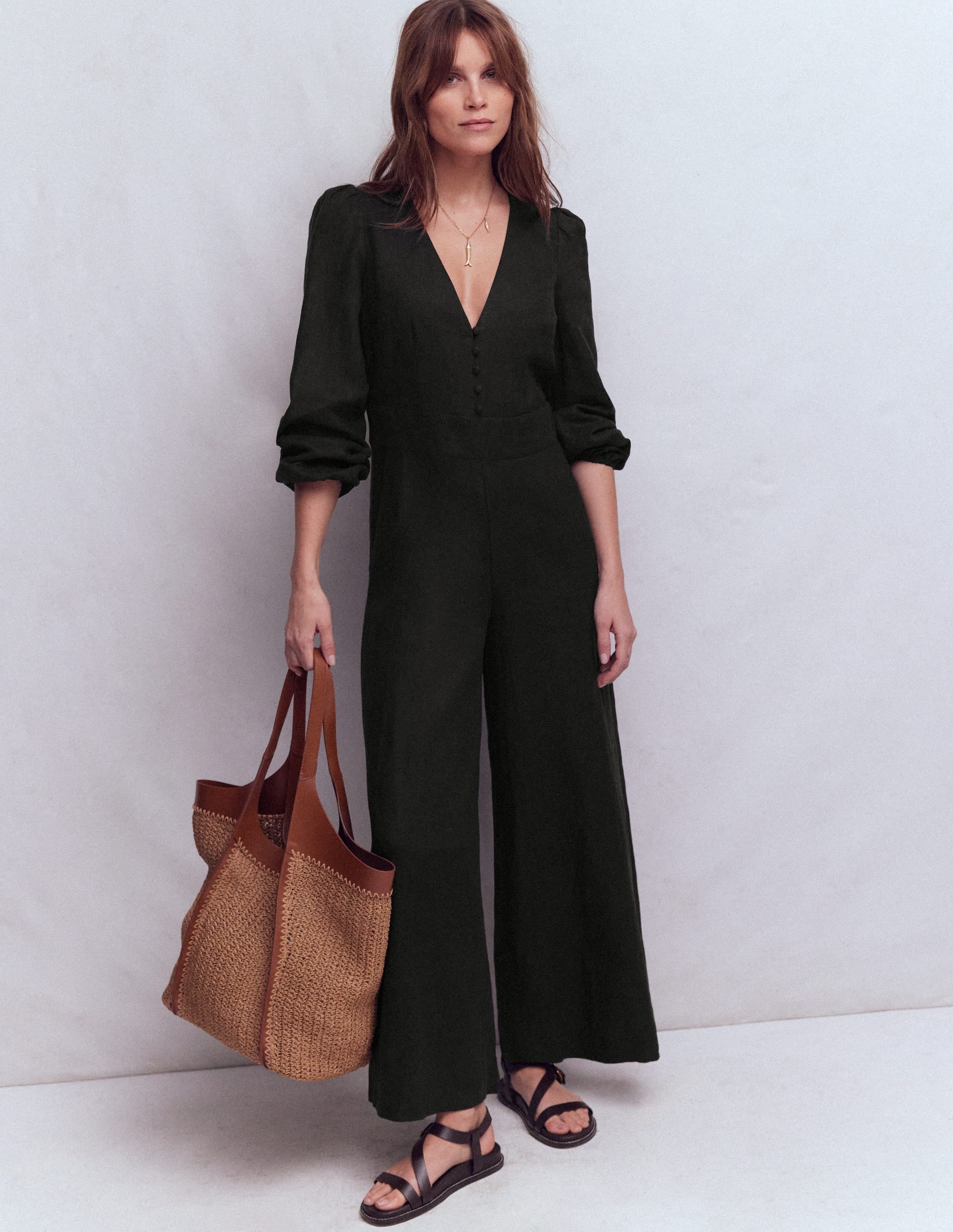 Lola Linen Jumpsuit-Black - Image 1