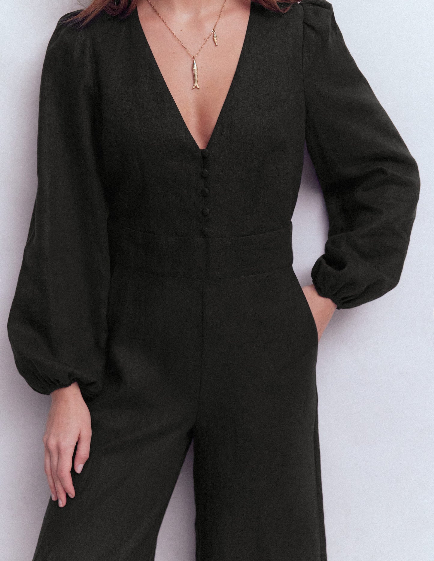 Lola Linen Jumpsuit-Black