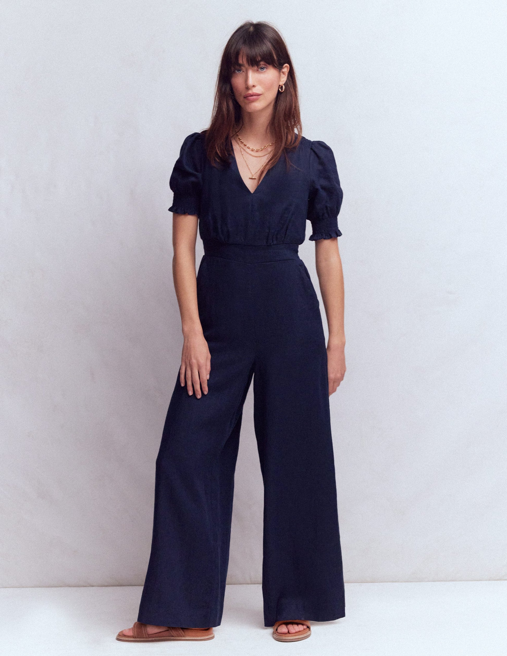 Anna Linen Jumpsuit-Navy-1