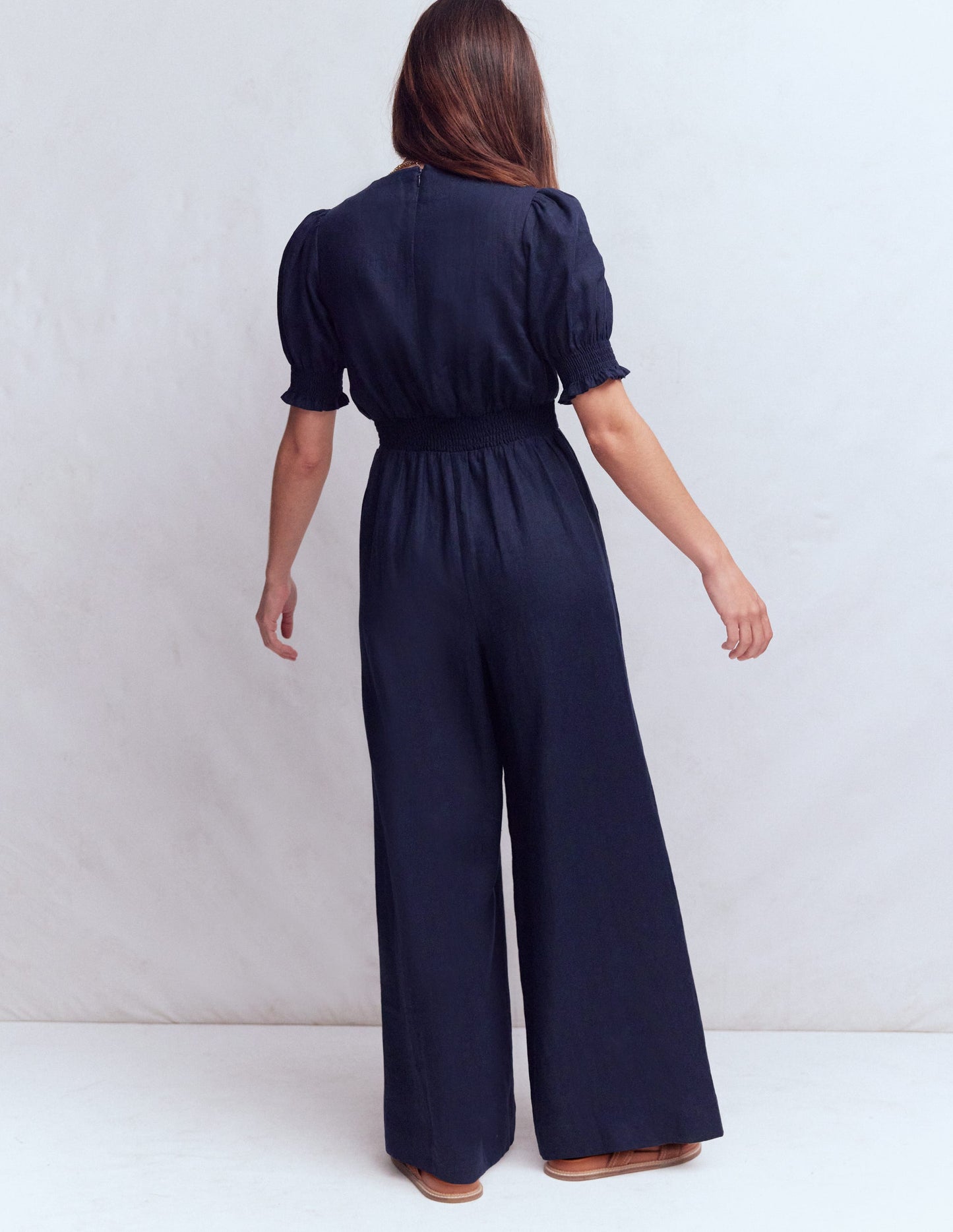 Anna Linen Jumpsuit-Navy