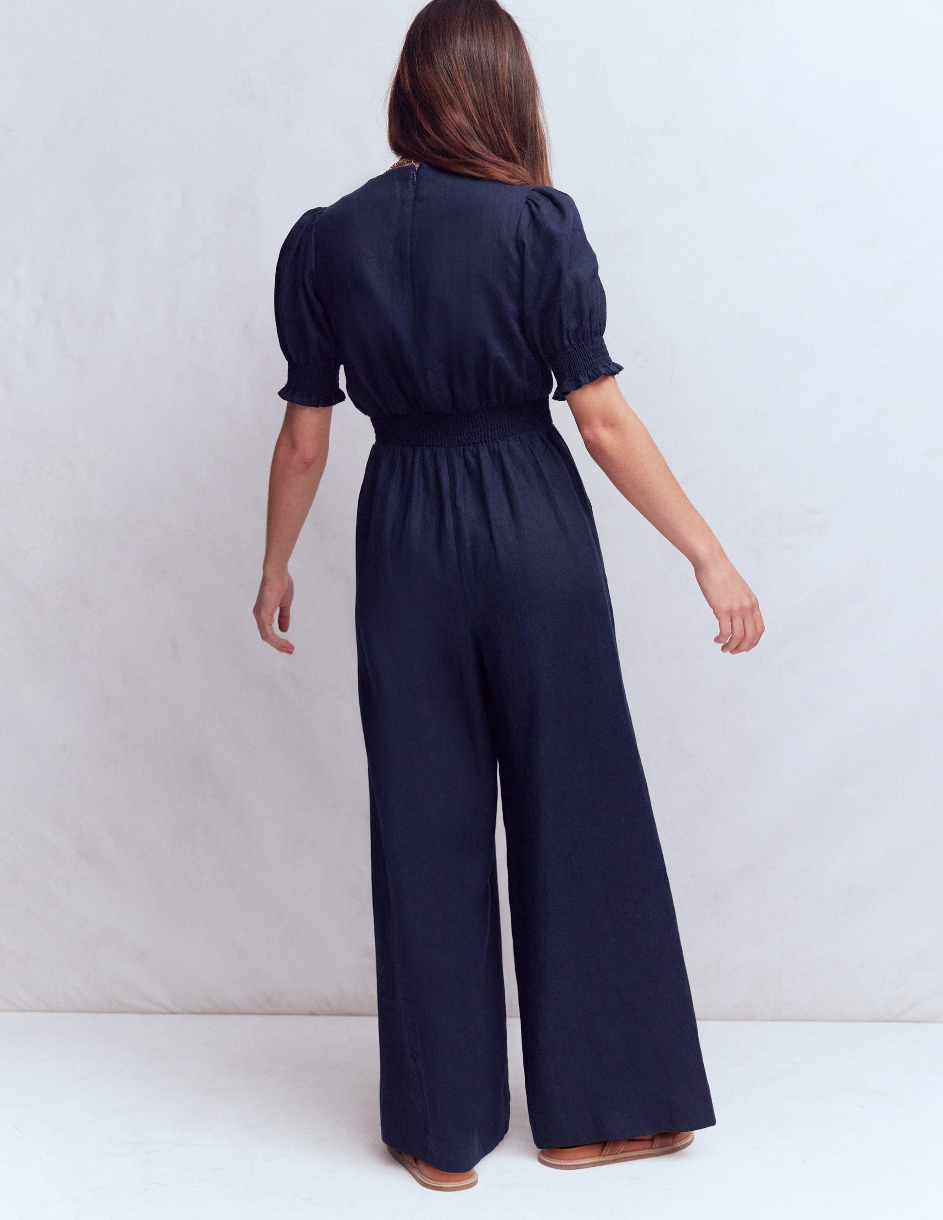 Anna Linen Jumpsuit-Navy-3