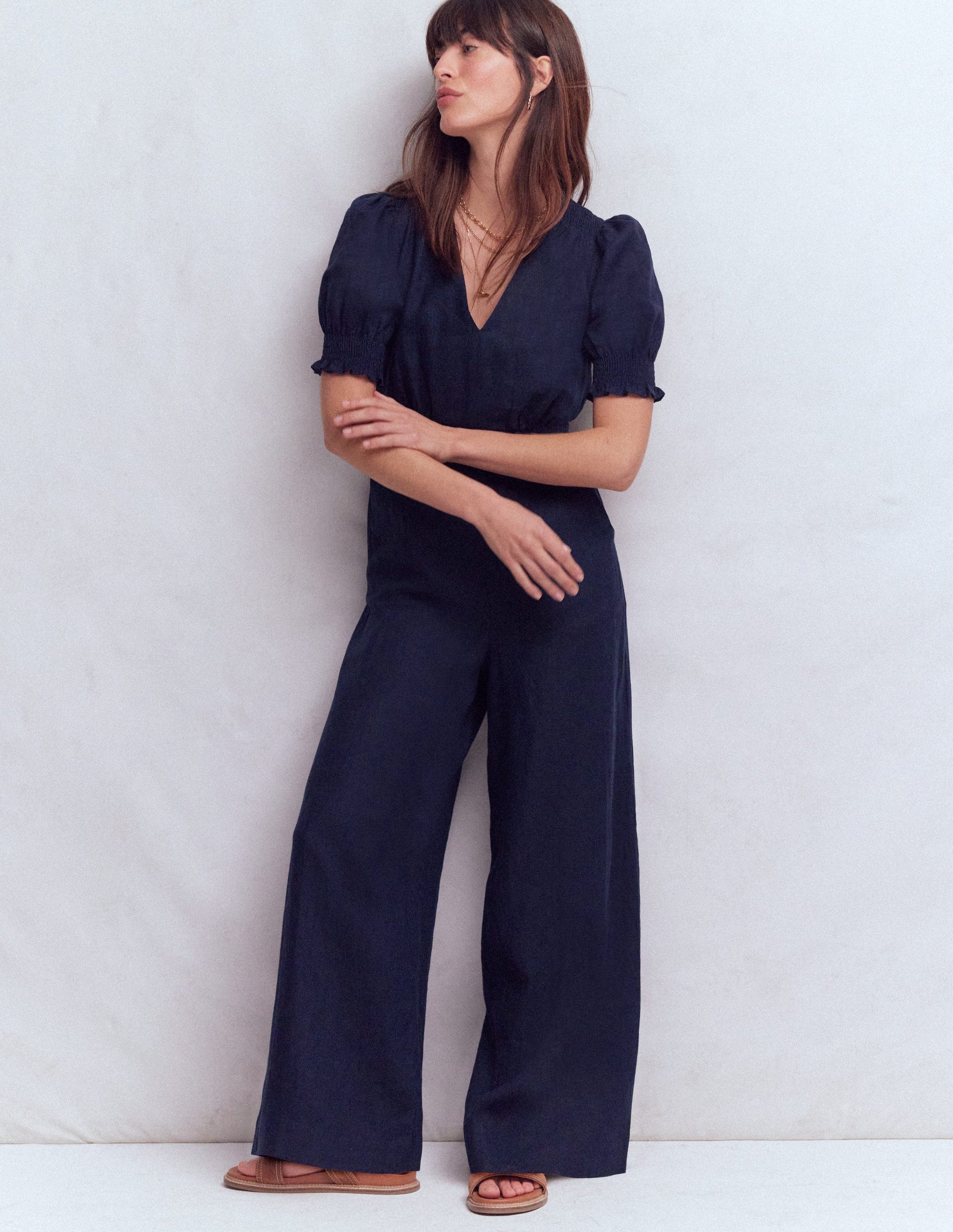 Anna Linen Jumpsuit-Navy-4