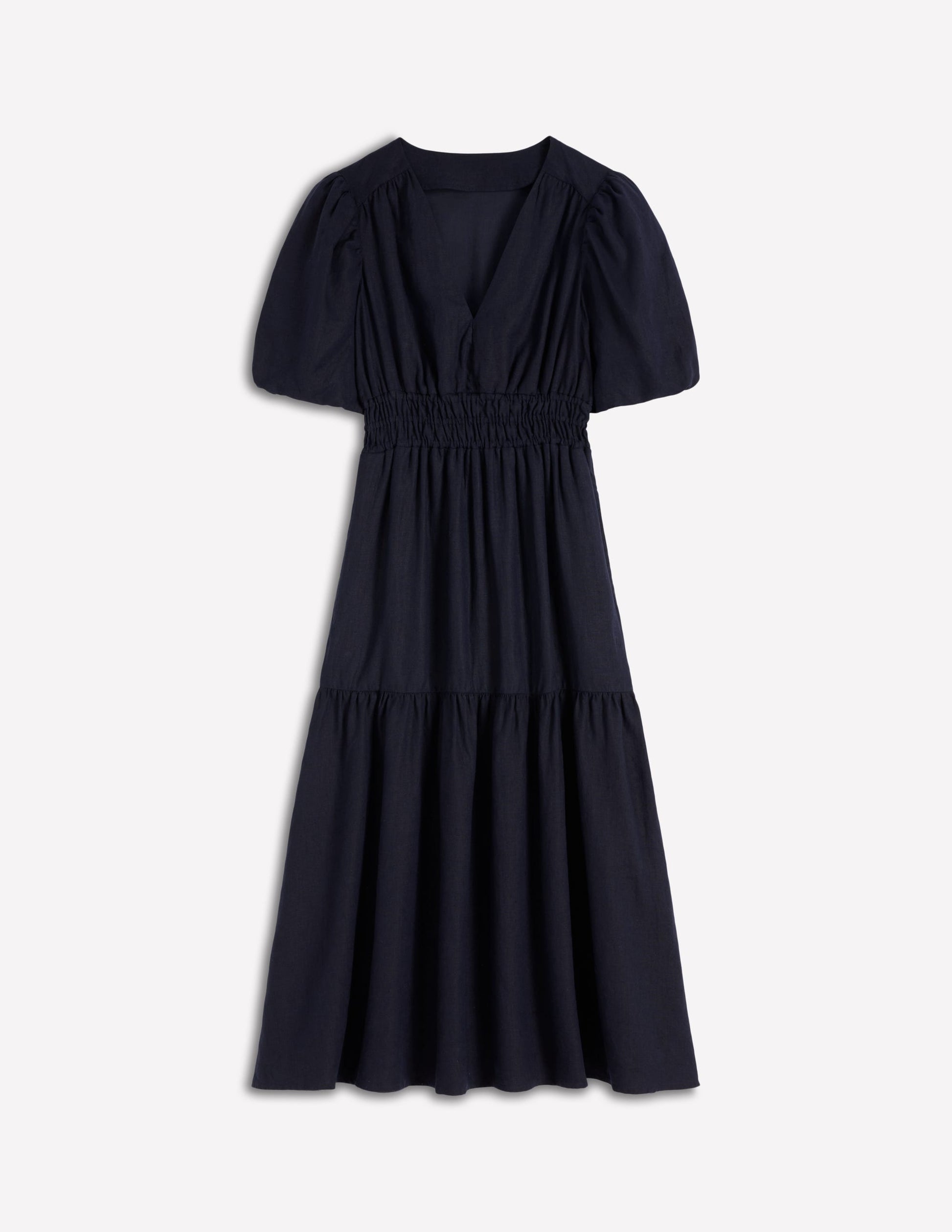 Irene Linen Midi Dress-Navy-6