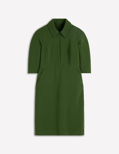 Cam Short Sleeve Ottoman Dress-Green Fir-5