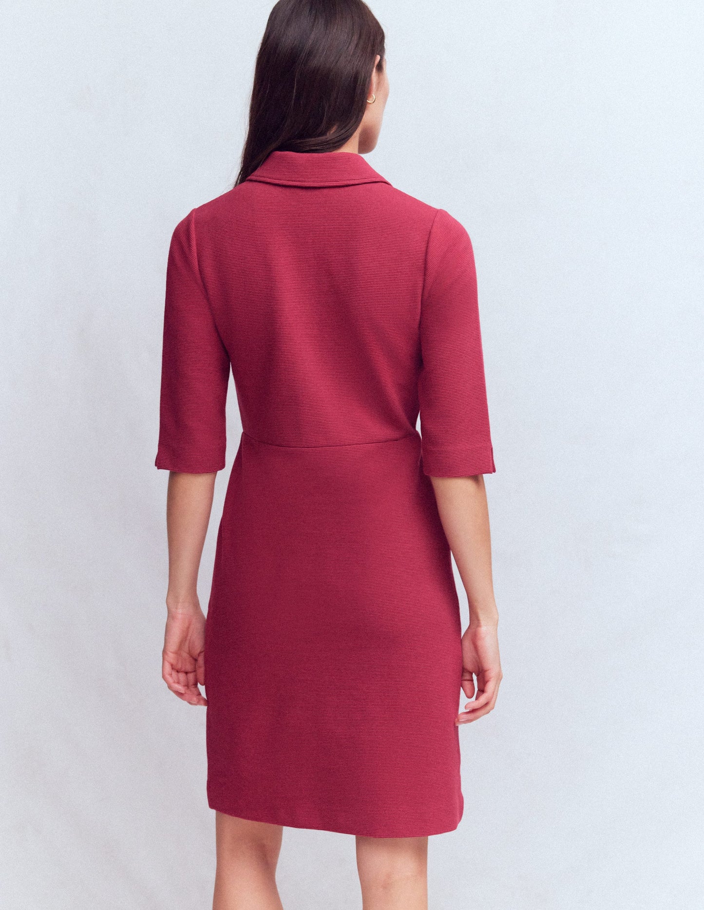 Cam Short Sleeve Ottoman Dress-Ruby Red