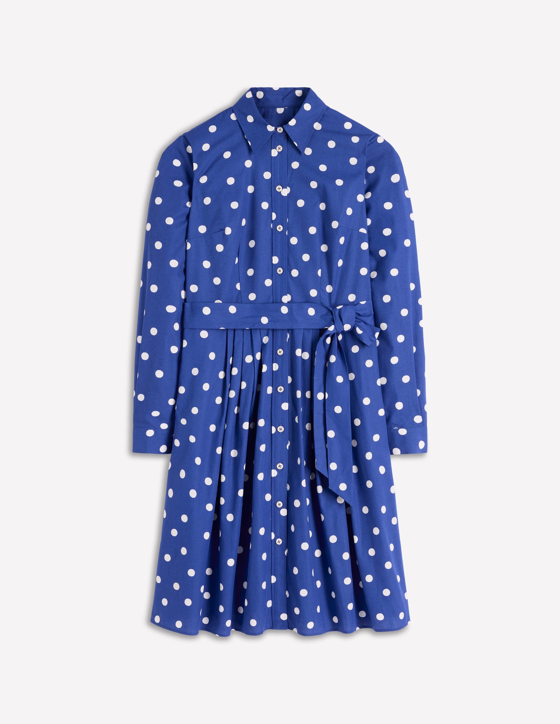 Alexa Long Sleeve Short Dress-Bright Blue, Painted Dot-5