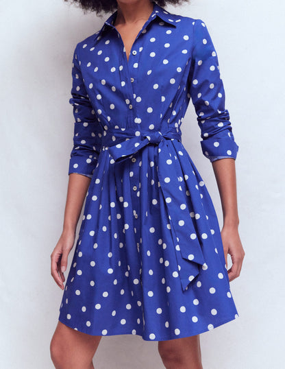 Alexa Long Sleeve Short Dress-Bright Blue, Painted Dot-4