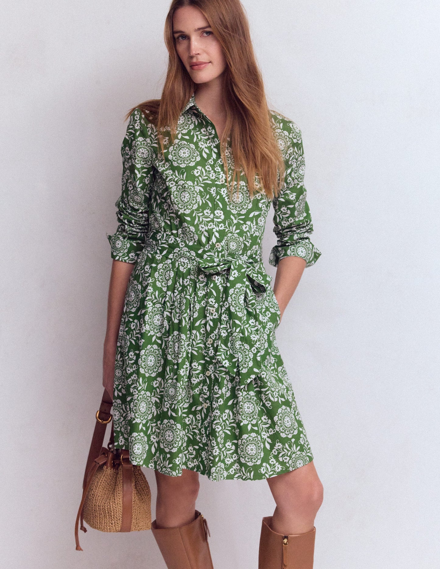 Alexa Long Sleeve Short Dress-Courtyard, Decorative Blossom