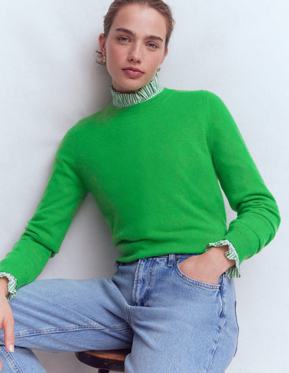 Eva Cashmere Crew Neck Jumper-Sapling Green-1