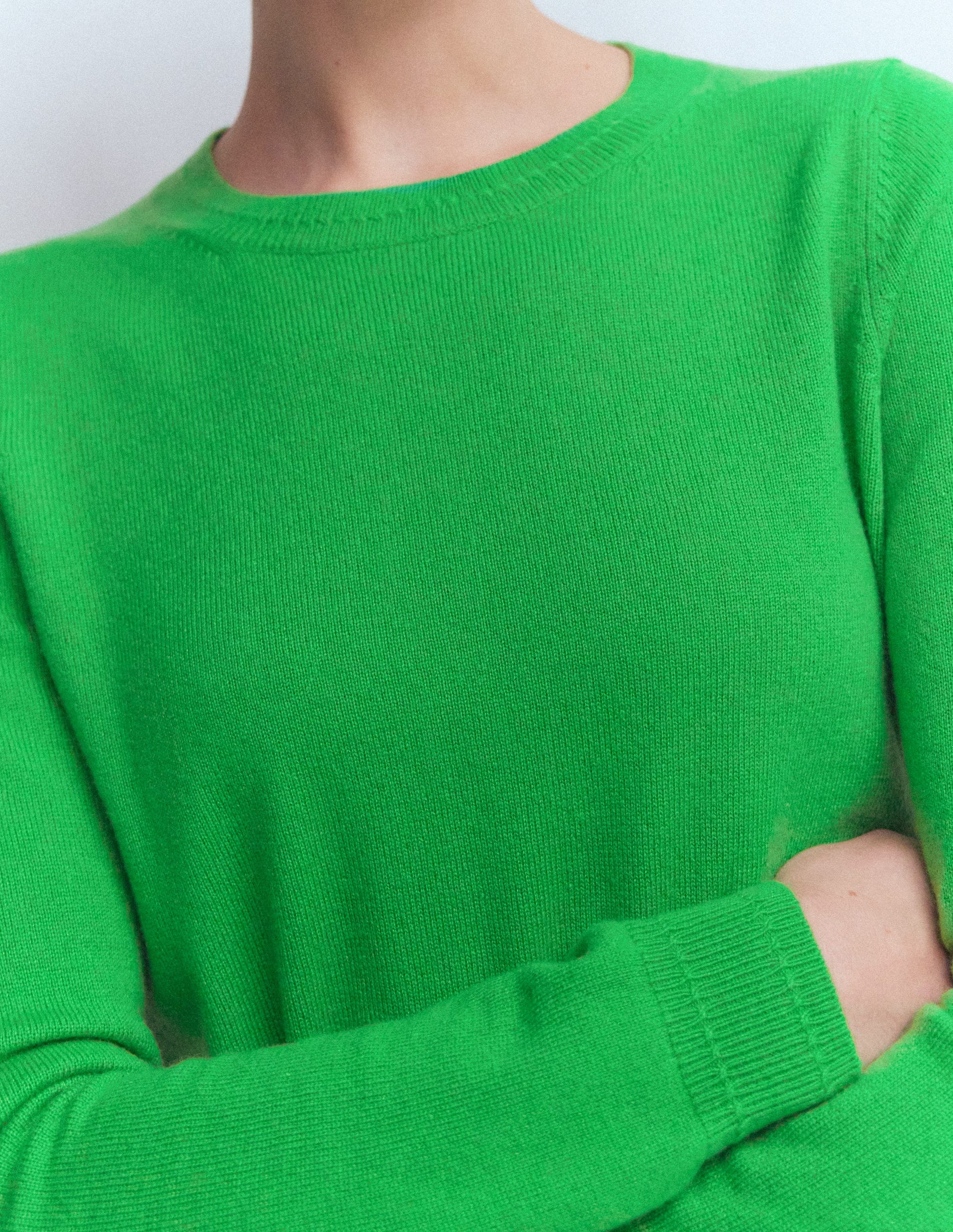 Eva Cashmere Crew Neck Jumper-Sapling Green-2