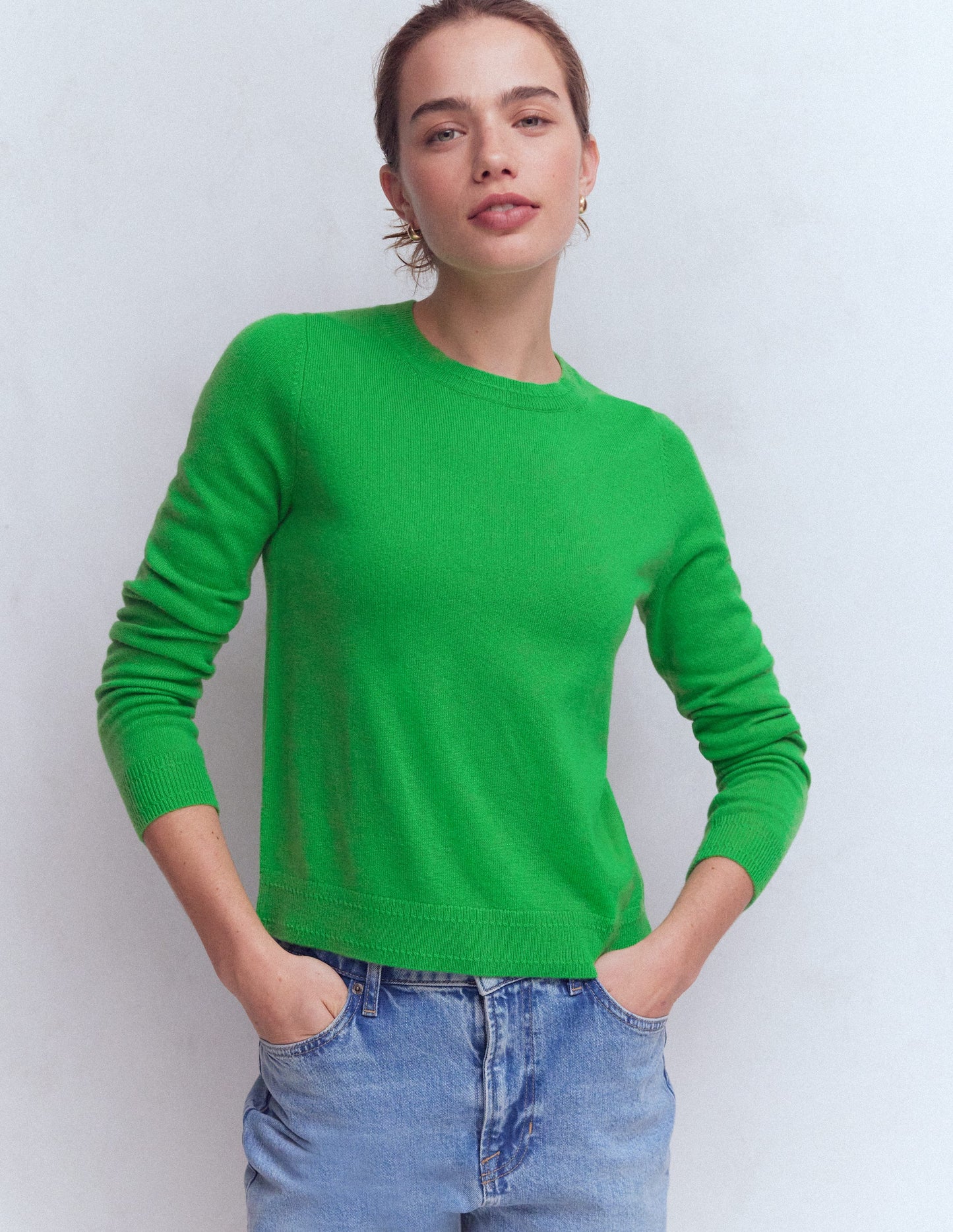 Eva Cashmere Crew Neck Jumper-Sapling Green