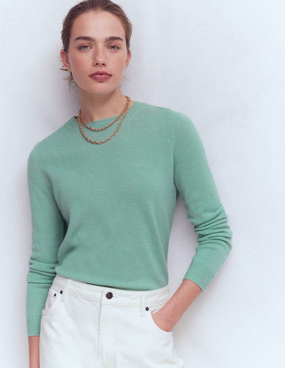 Eva Cashmere Crew Neck Jumper-Celadon Blue-4