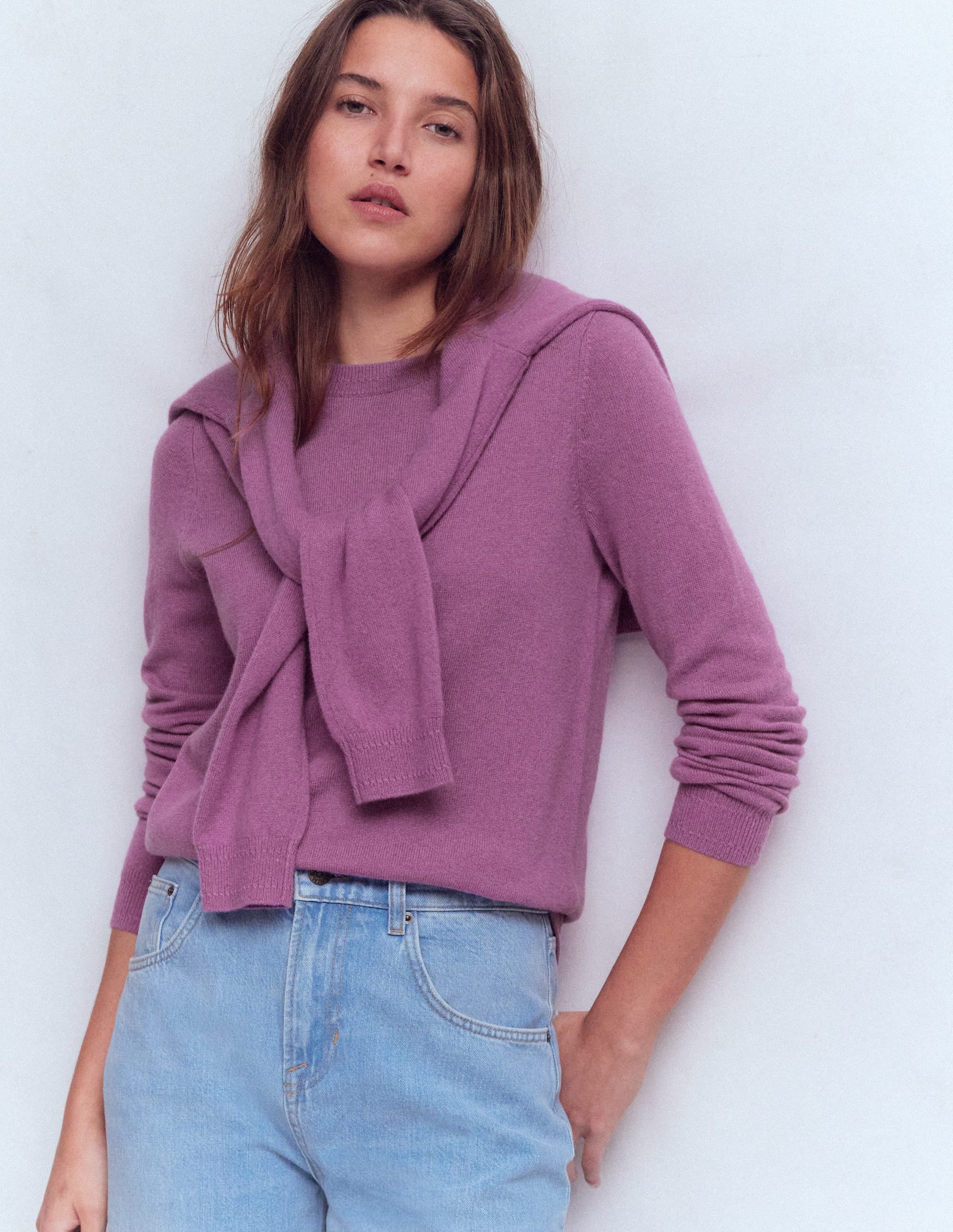 Eva Cashmere Crew Neck Jumper-Clover Purple - Image 3