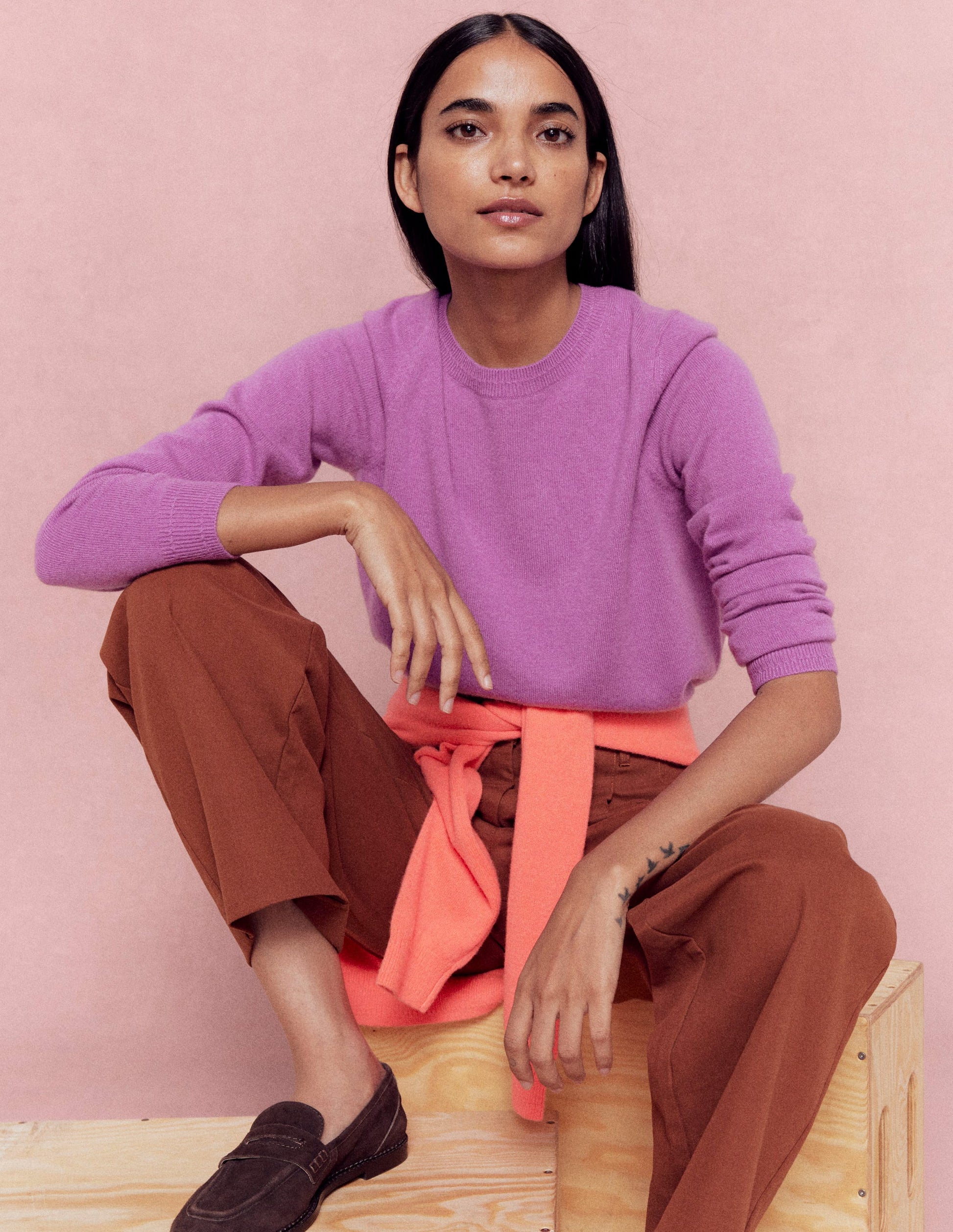 Eva Cashmere Crew Neck Jumper-Clover Purple-1