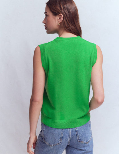 Eva Cashmere Tank-Sapling Green-3