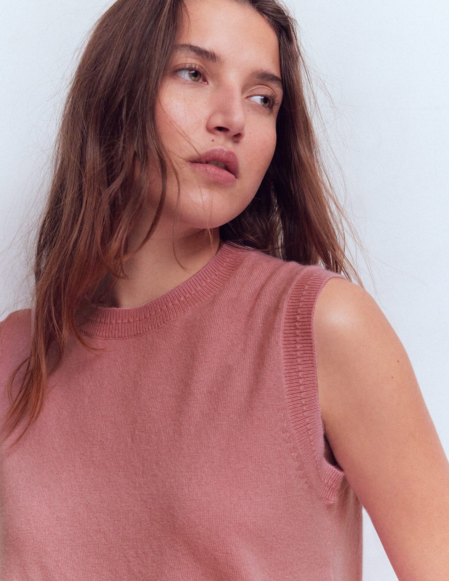 Eva Cashmere Tank-Camelia Pink