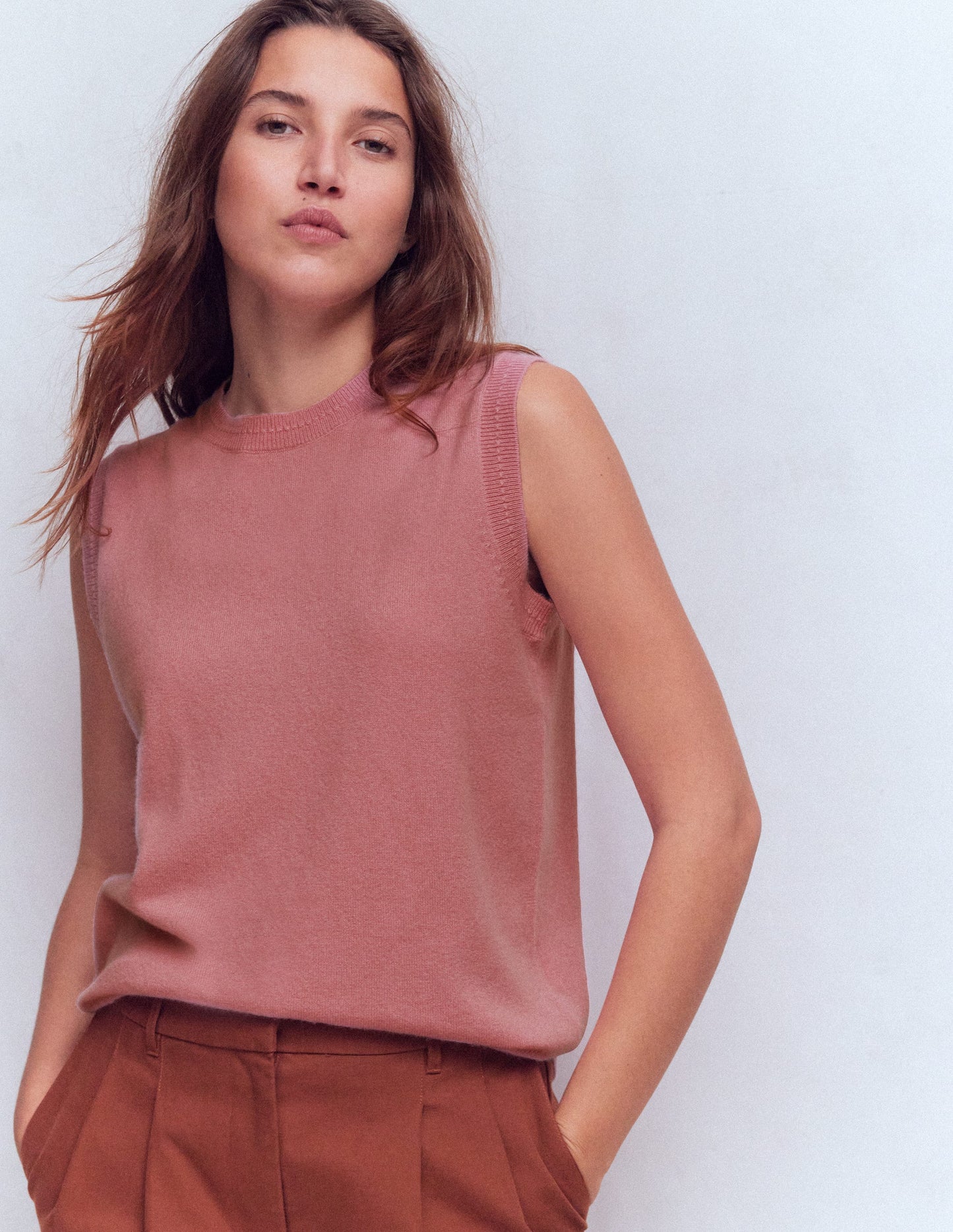 Eva Cashmere Tank-Camelia Pink