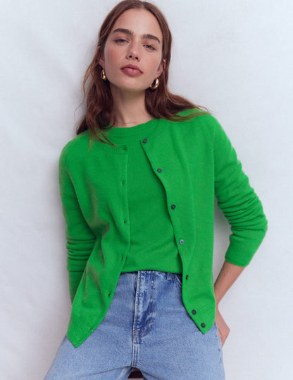 Eva Cashmere Crew Cardigan-Sapling Green-1