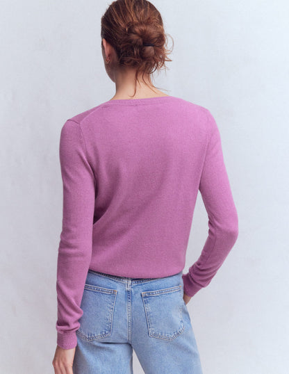 Eva Cashmere Crew Cardigan-Clover Purple-4
