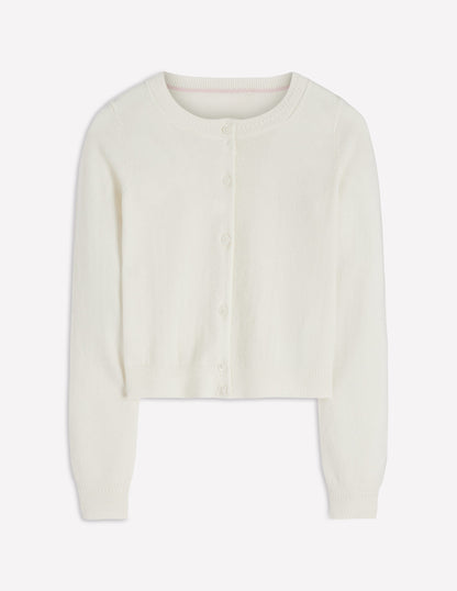 Eva Cashmere Cropped Cardigan-Warm Ivory-5