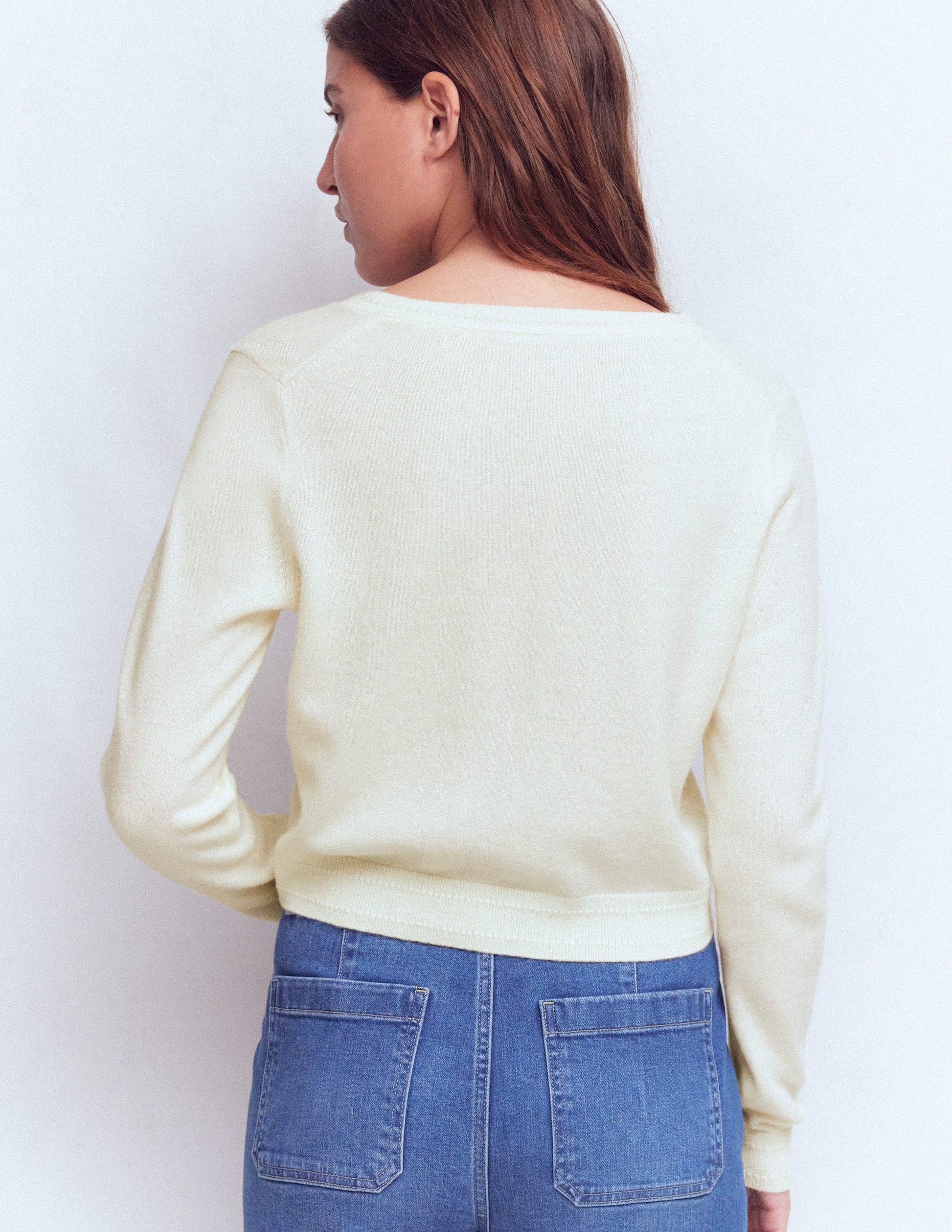 Eva Cashmere Cropped Cardigan-Warm Ivory-3