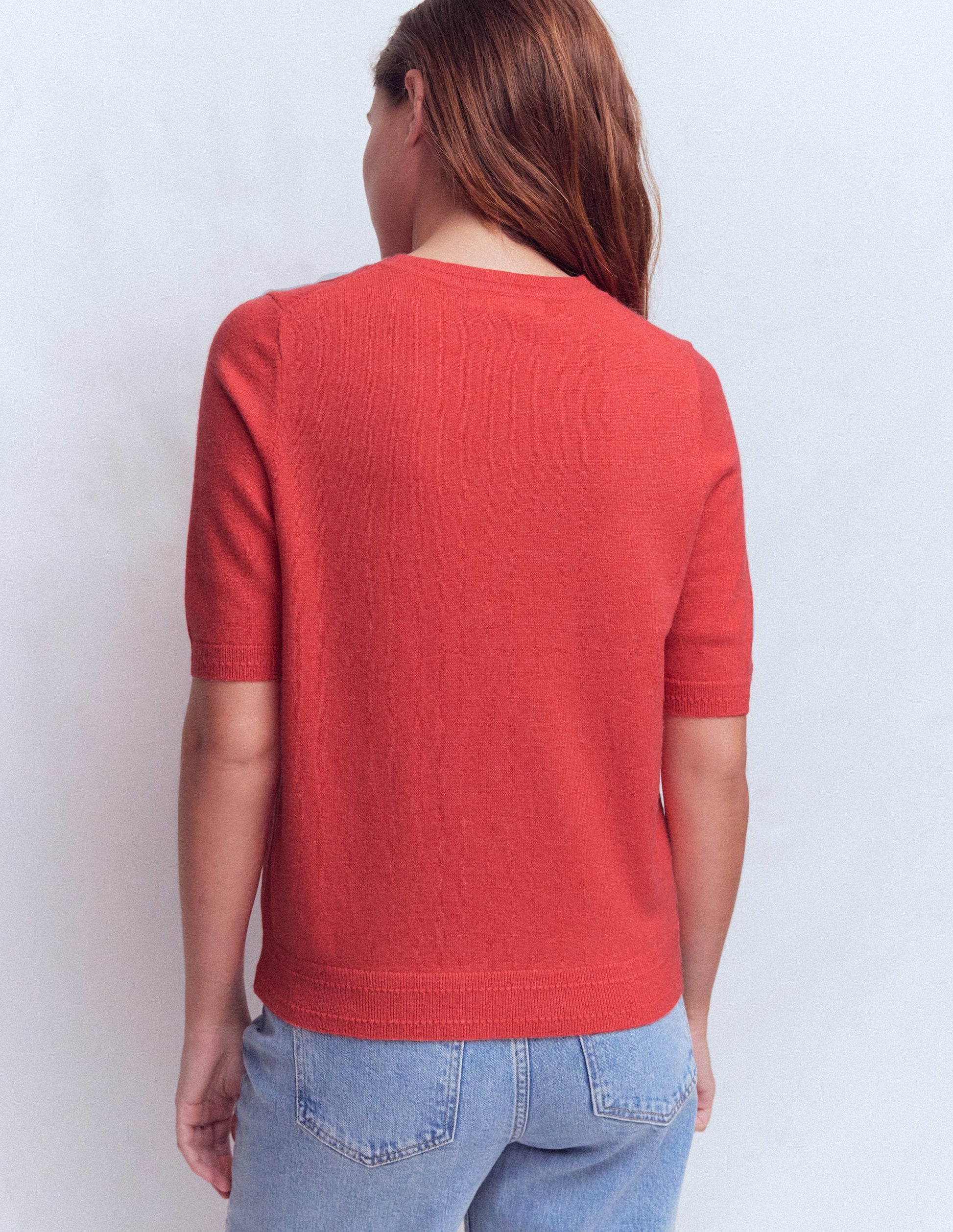 Eva Cashmere T-Shirt-Fiery Orange Melange-3