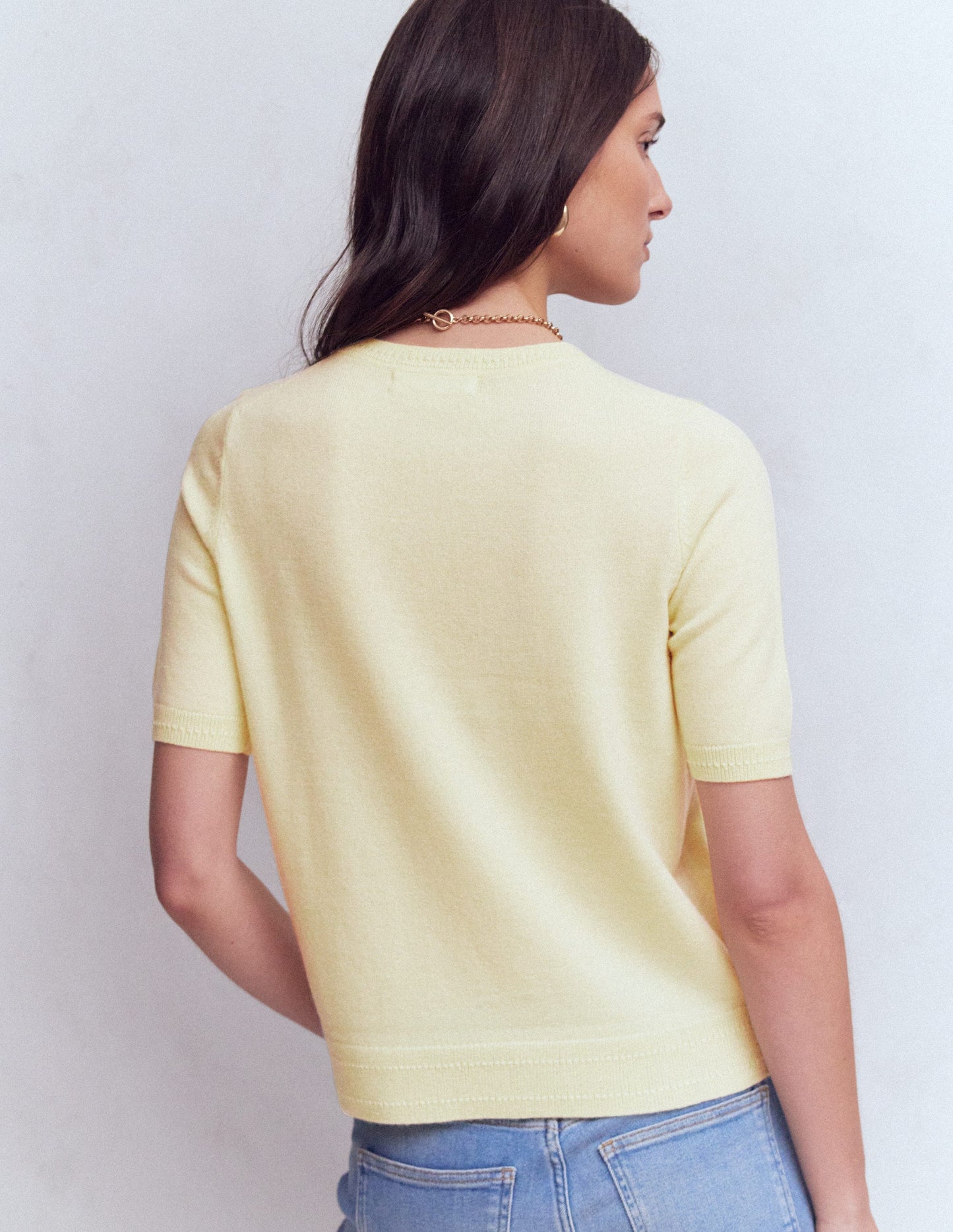 Eva Cashmere T-Shirt-Sandstone Yellow