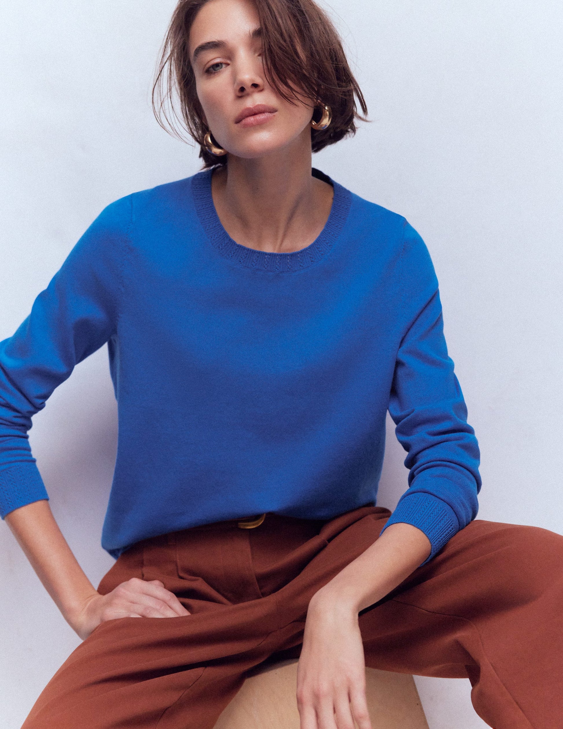 Emilia Cotton Crew Jumper-Kingfisher Blue-5
