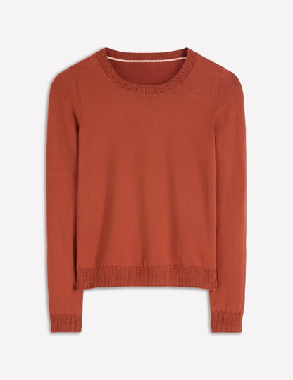 Emilia Cotton Crew Jumper-Roasted Chestnut Brown-5
