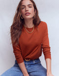 Emilia Cotton Crew Jumper-Roasted Chestnut Brown