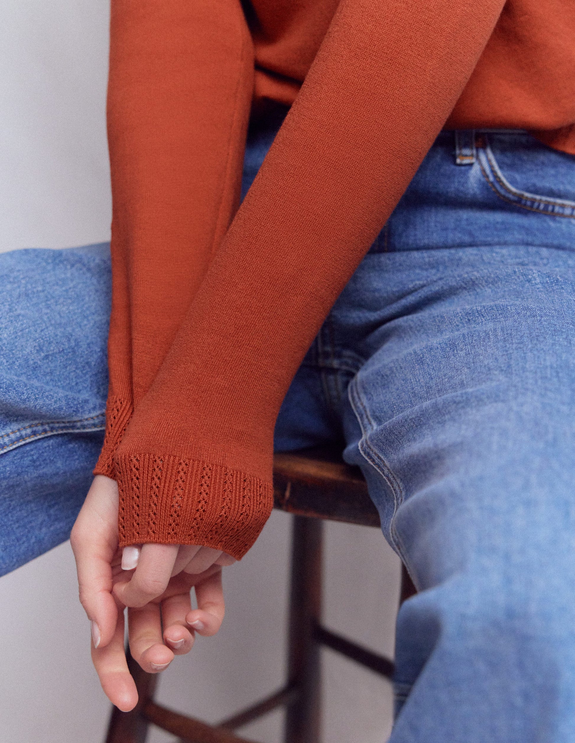 Emilia Cotton Crew Jumper-Roasted Chestnut Brown-4