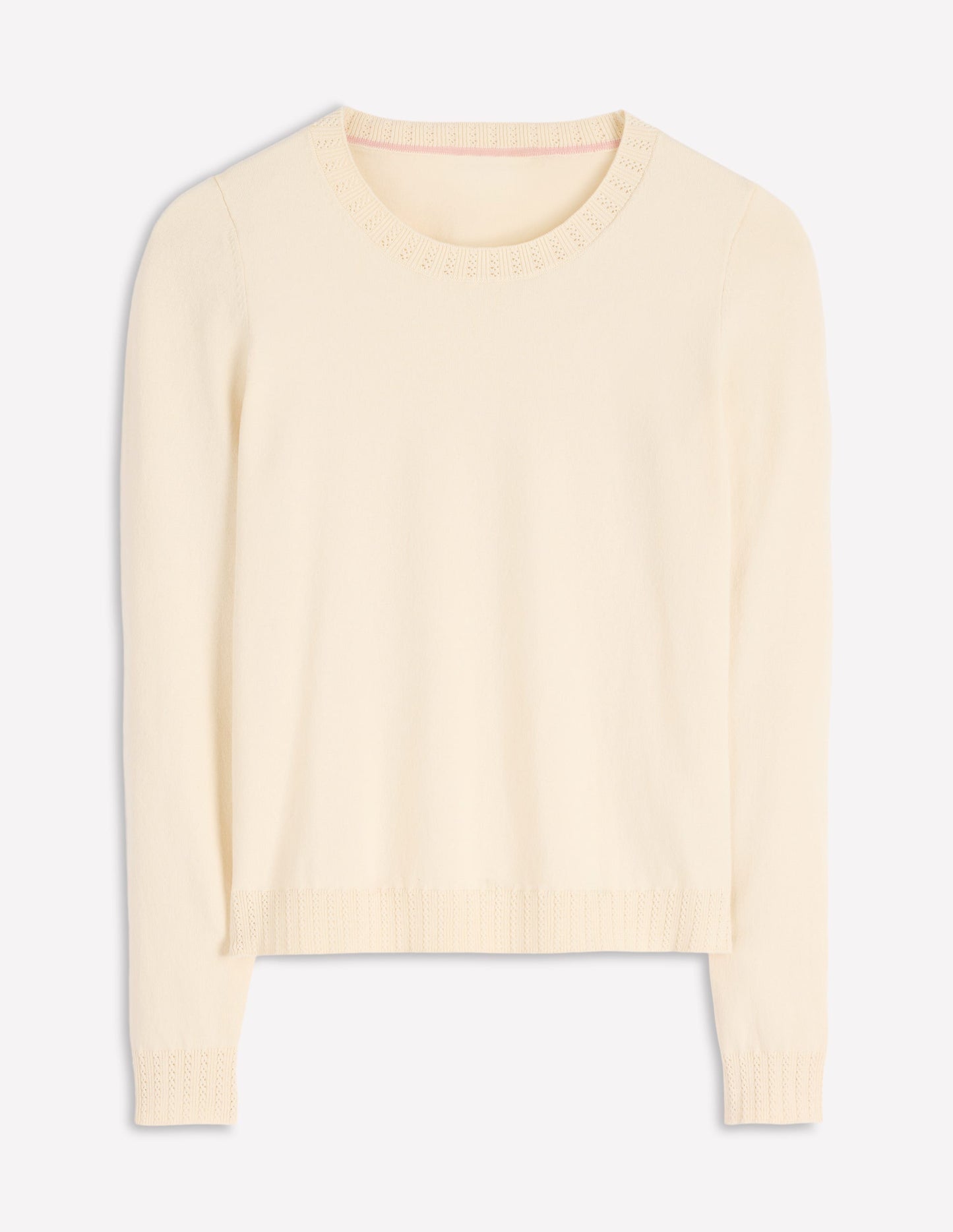 Emilia Cotton Crew Jumper-Warm Ivory