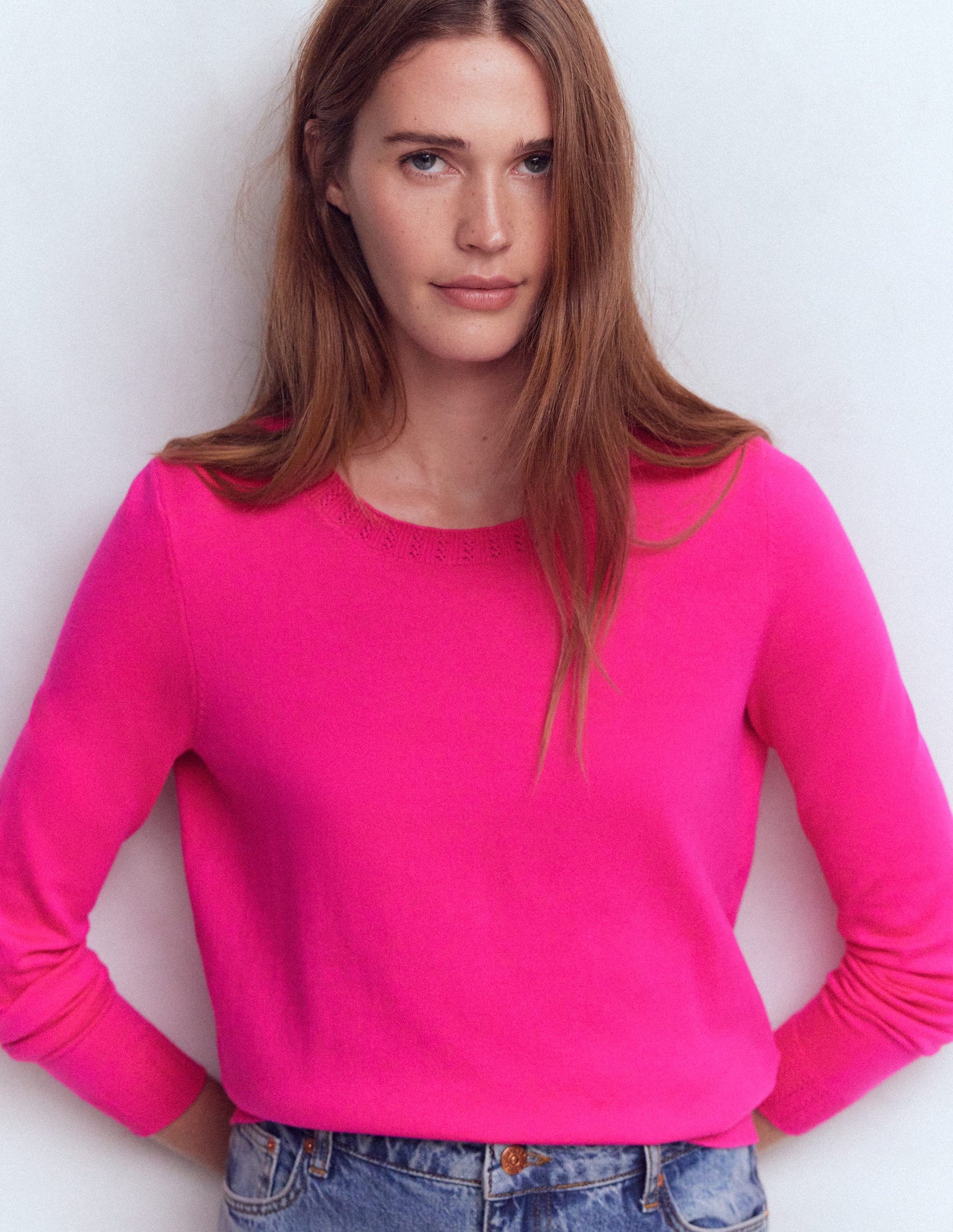 Emilia Cotton Crew Jumper-Pink Peony