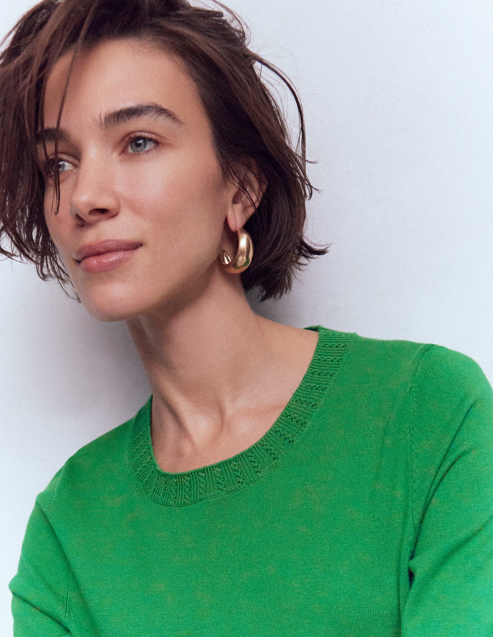 Emilia Cotton Crew Jumper-Rich Emerald-2