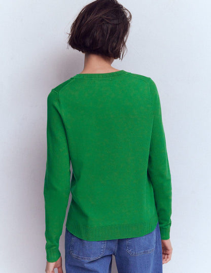 Emilia Cotton Crew Jumper-Rich Emerald-3