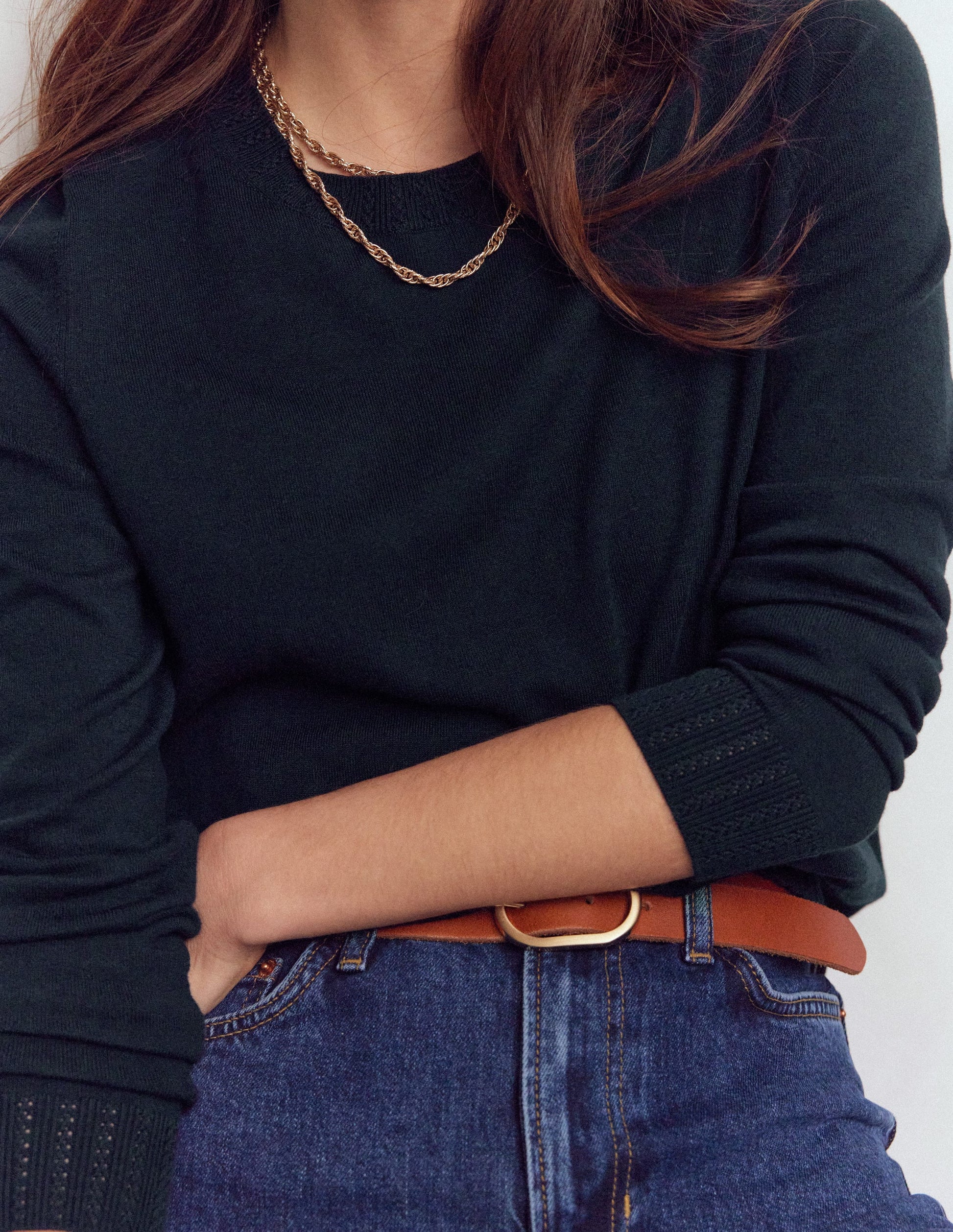 Emilia Cotton Crew Jumper-Navy-2