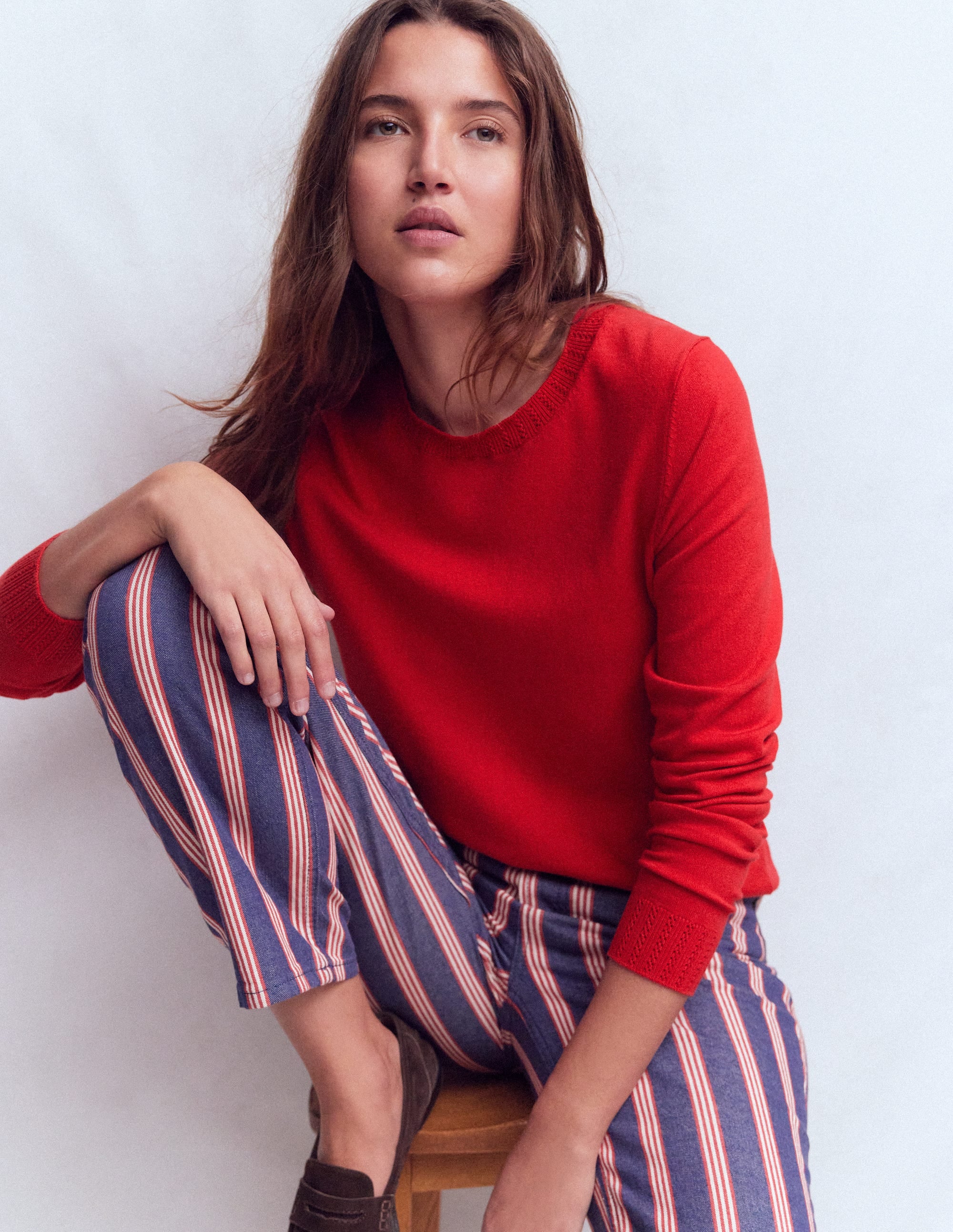 Emilia Cotton Crew Jumper-Merida Red - Image 1