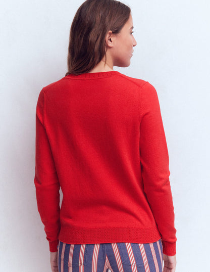 Emilia Cotton Crew Jumper-Merida Red-3
