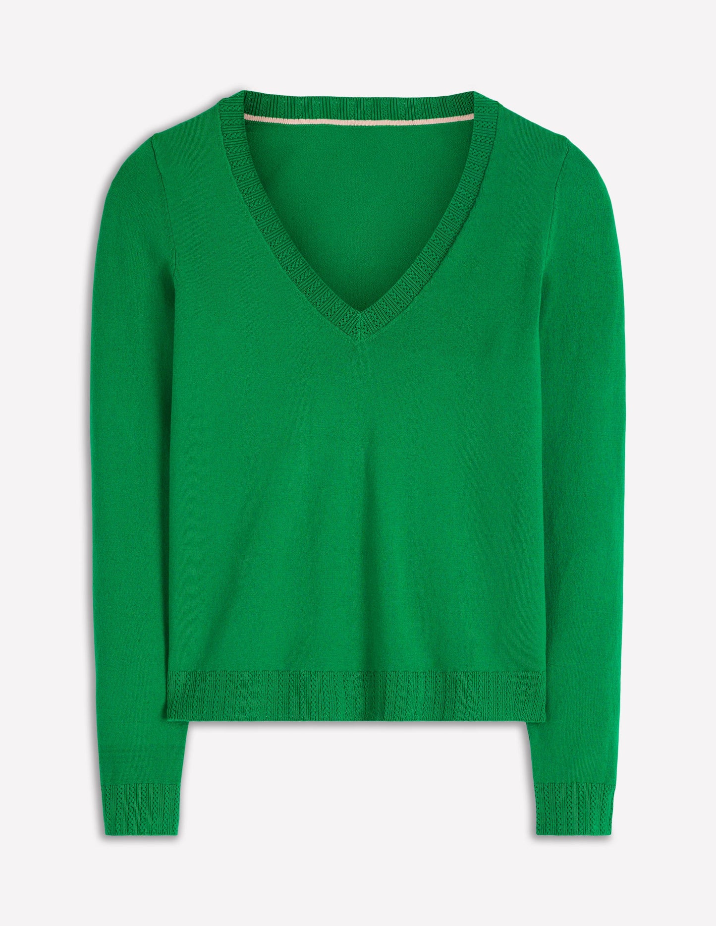 Emilia Cotton V-Neck Jumper-Rich Emerald