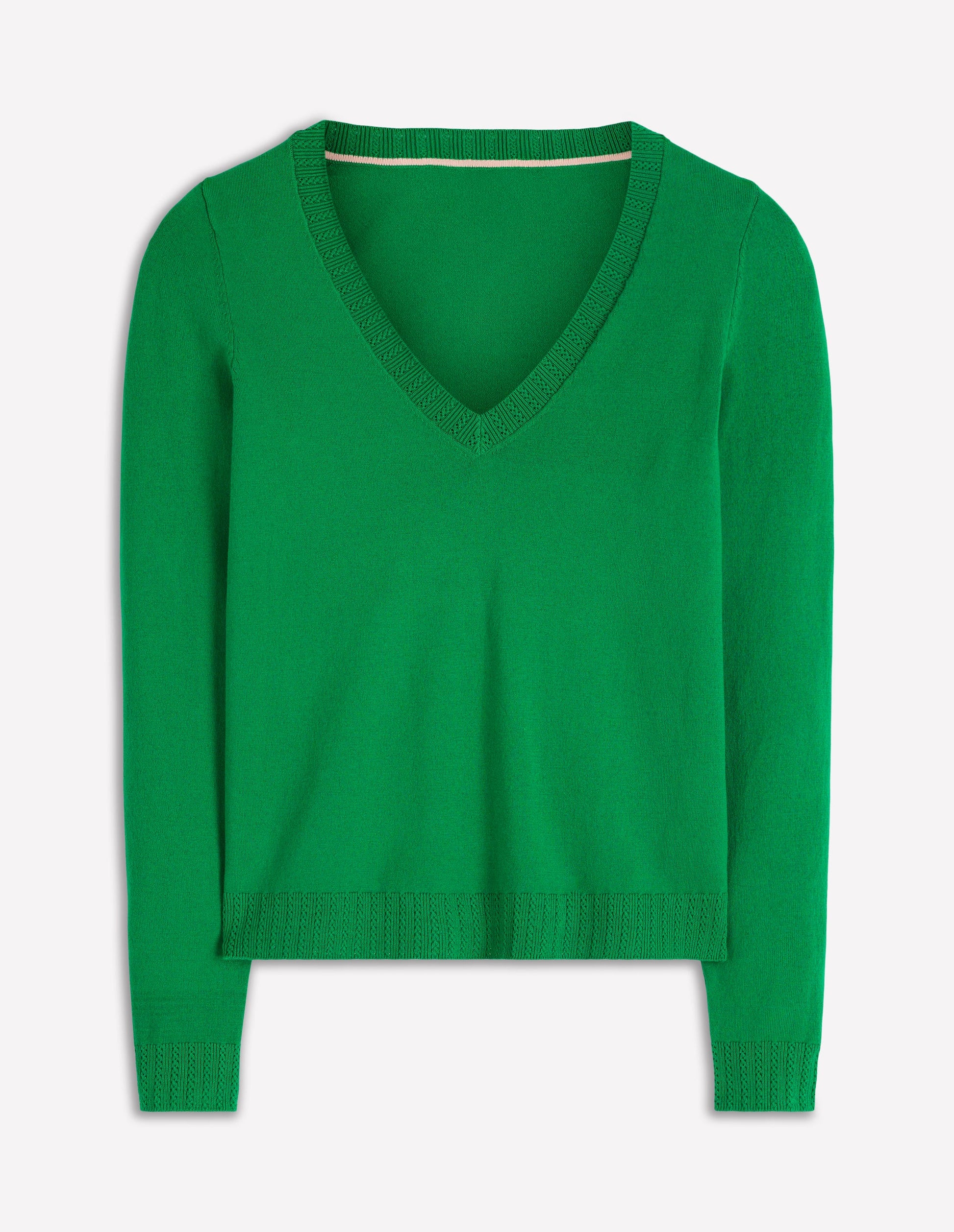 Emilia Cotton V-Neck Jumper-Rich Emerald-5