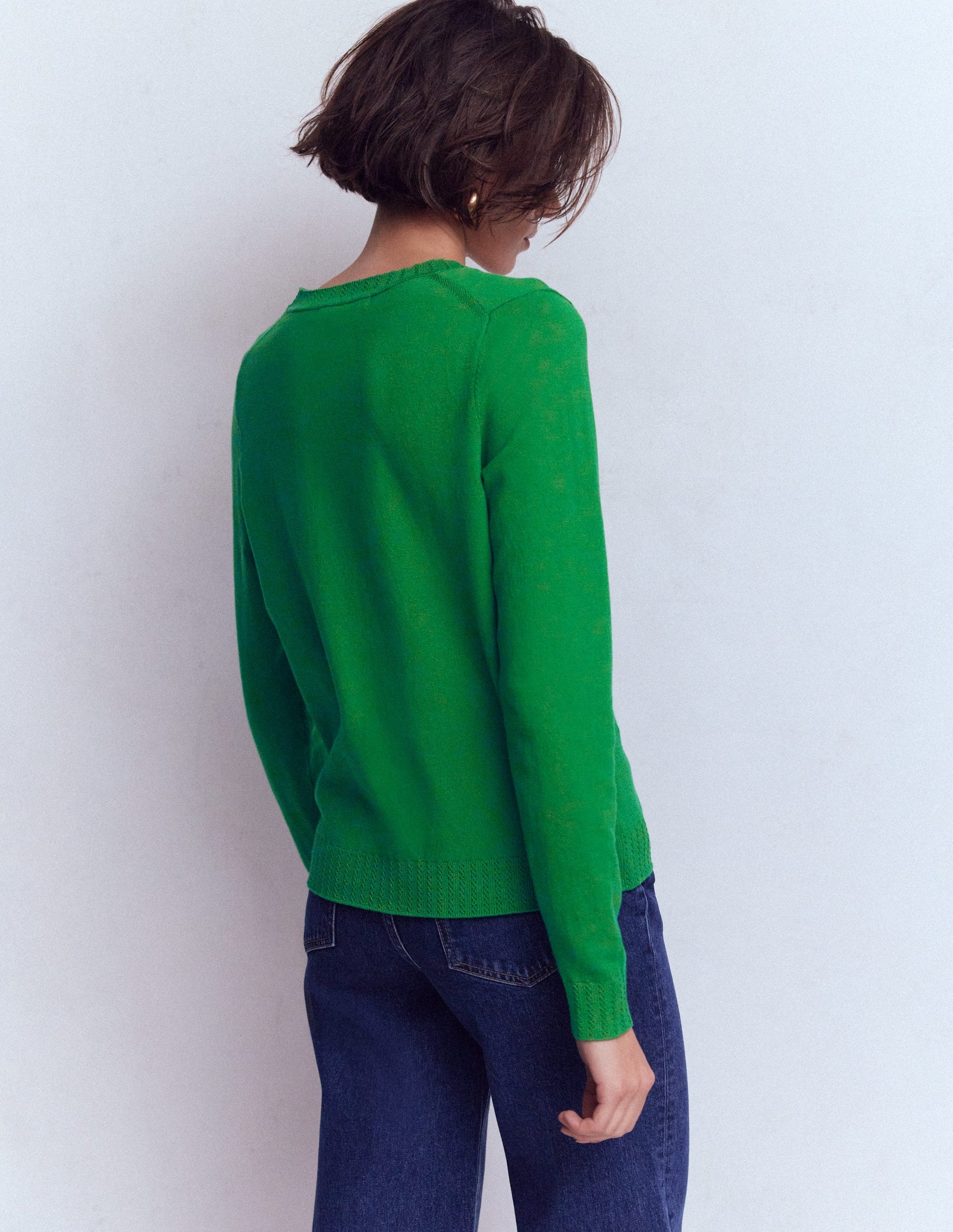 Emilia Cotton V-Neck Jumper-Rich Emerald-3