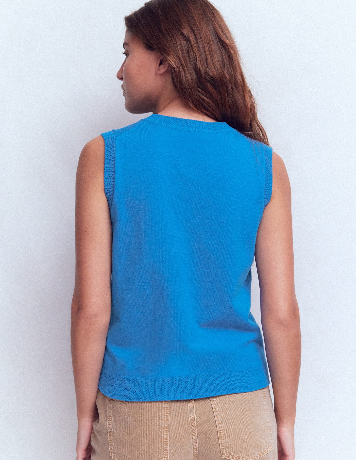 Emilia Cotton Crew Neck Tank-Kingfisher Blue